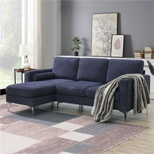 Afuera Living 86-Inch Chenille L-Shaped Sectional Sofa in Blue and Gray