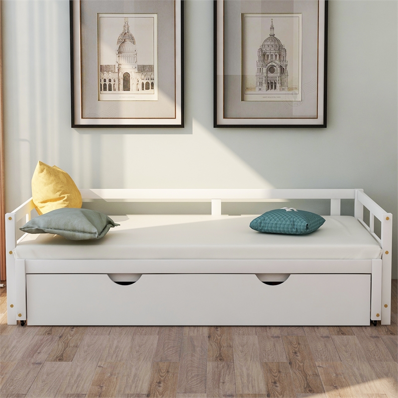 Afuera Living Extending Twin-to-King Daybed with Trundle in White