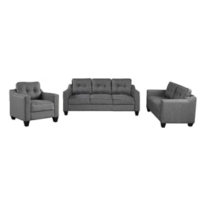 Afuera Living 3-Piece Linen Sectional Sofa Set with Tufted Cushions