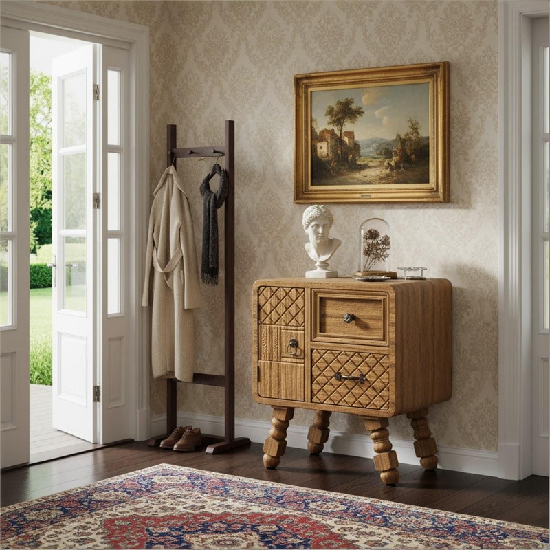 Afuera Living Vintage End Table Set of 2 with 2 Drawers and Water-Resistant Top