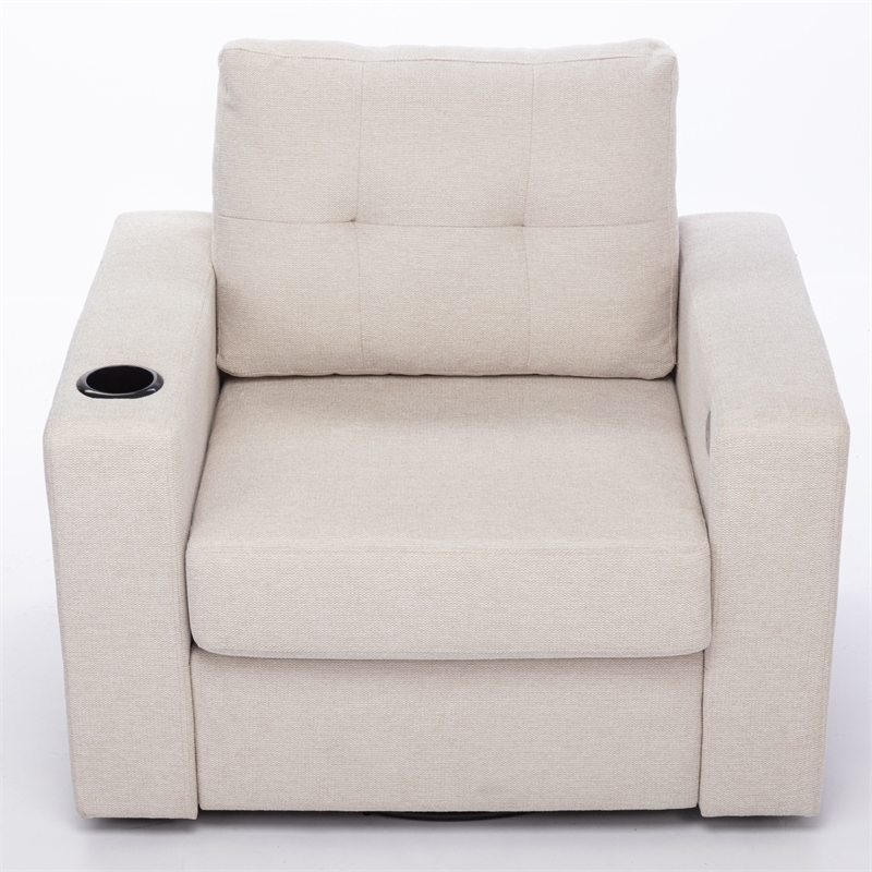 Afuera Living Modern White Velvet Swivel Accent Chair with USB Port