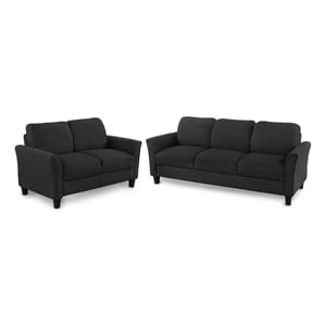 Afuera Living 2-Piece Black Linen Upholstered Loveseat and Sofa Set