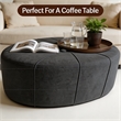 Afuera Living 48-Inch Slate Blue Linen Oversized Oval Ottoman Bench