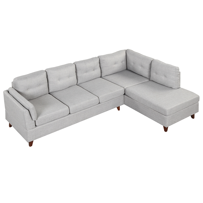 Afuera Living Contemporary 97-Inch Linen L-Shaped Sectional Sofa in Grey