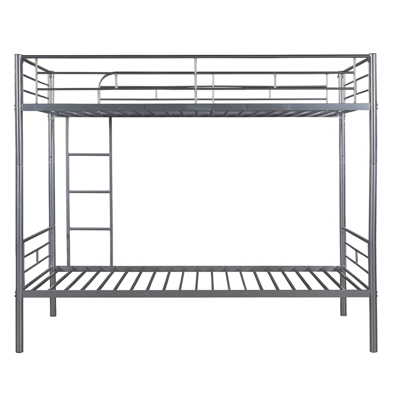 Afuera Living Contemporary Twin-Over-Twin Metal Bunk Bed in Silver