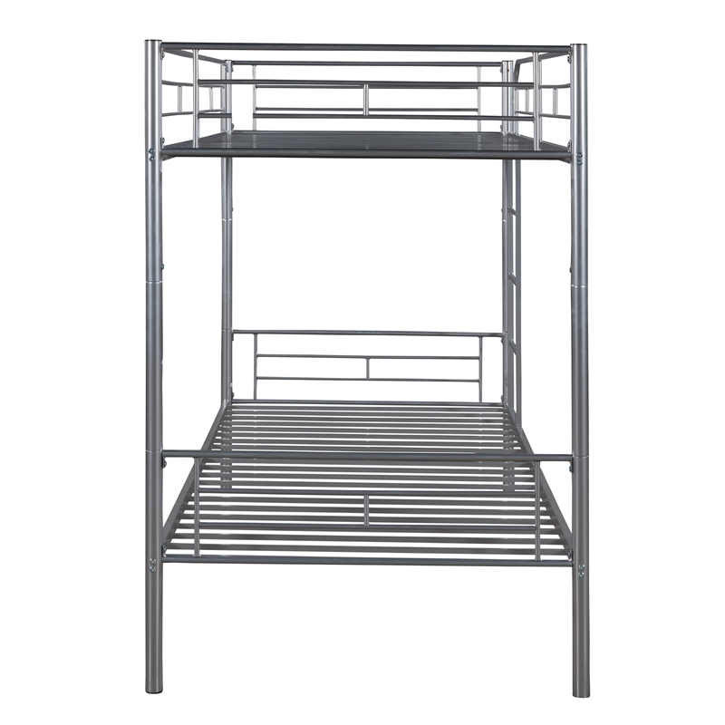 Afuera Living Contemporary Twin-Over-Twin Metal Bunk Bed in Silver