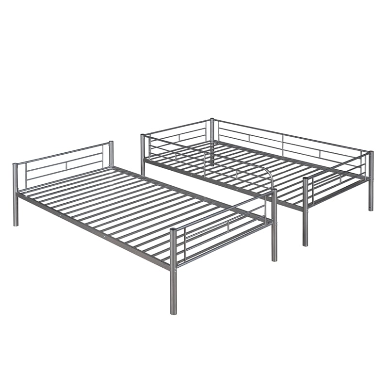 Afuera Living Contemporary Twin-Over-Twin Metal Bunk Bed in Silver
