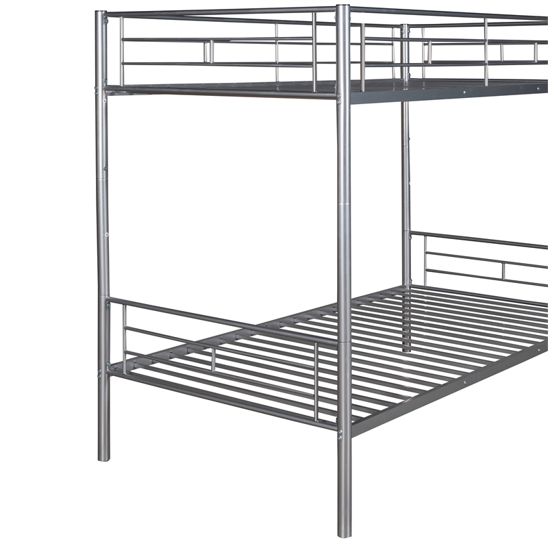 Afuera Living Contemporary Twin-Over-Twin Metal Bunk Bed in Silver