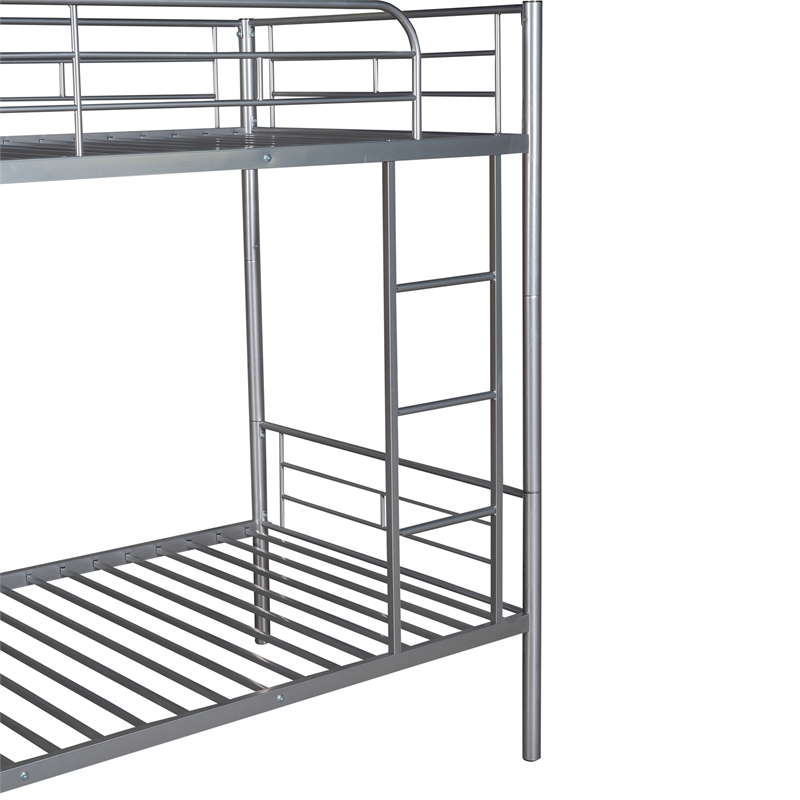 Afuera Living Contemporary Twin-Over-Twin Metal Bunk Bed in Silver