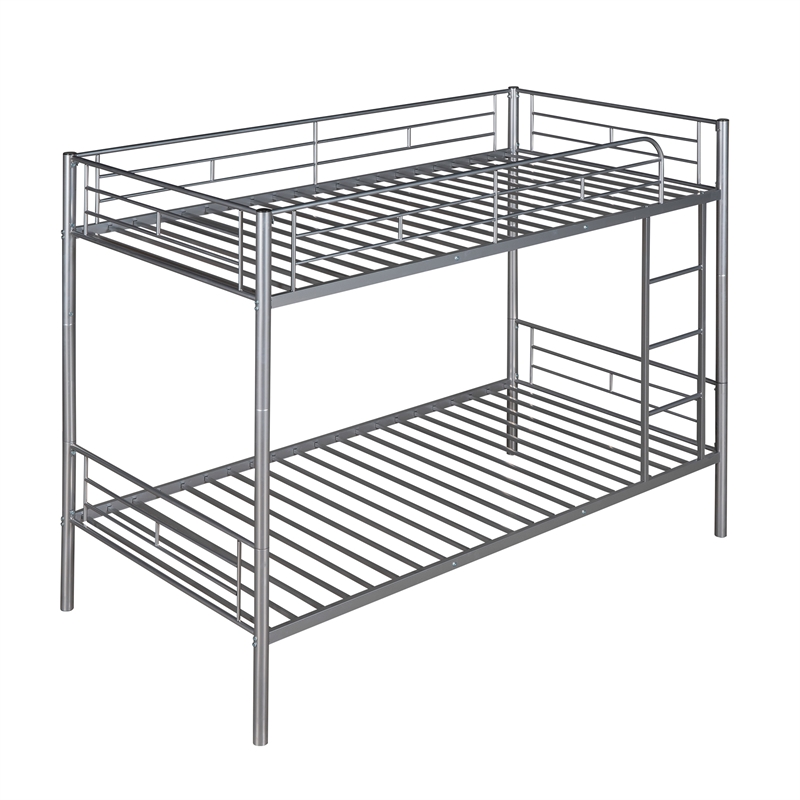 Afuera Living Contemporary Twin-Over-Twin Metal Bunk Bed in Silver