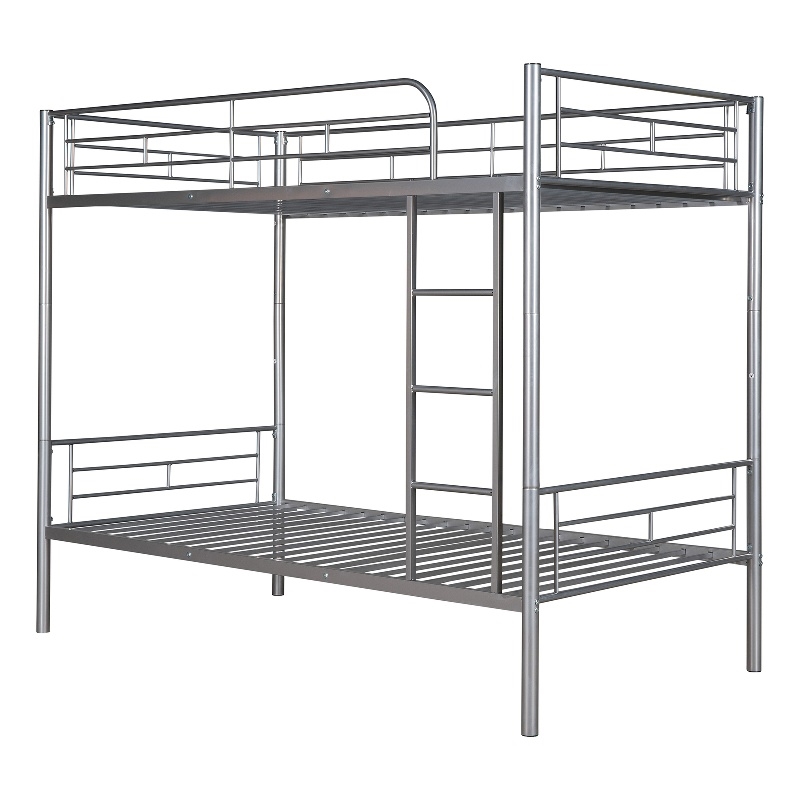 Afuera Living Contemporary Twin-Over-Twin Metal Bunk Bed in Silver