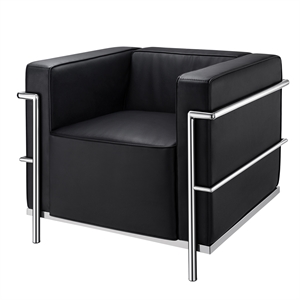 Afuera Living Black LeatherSoft Accent Chair with Stainless Steel Frame