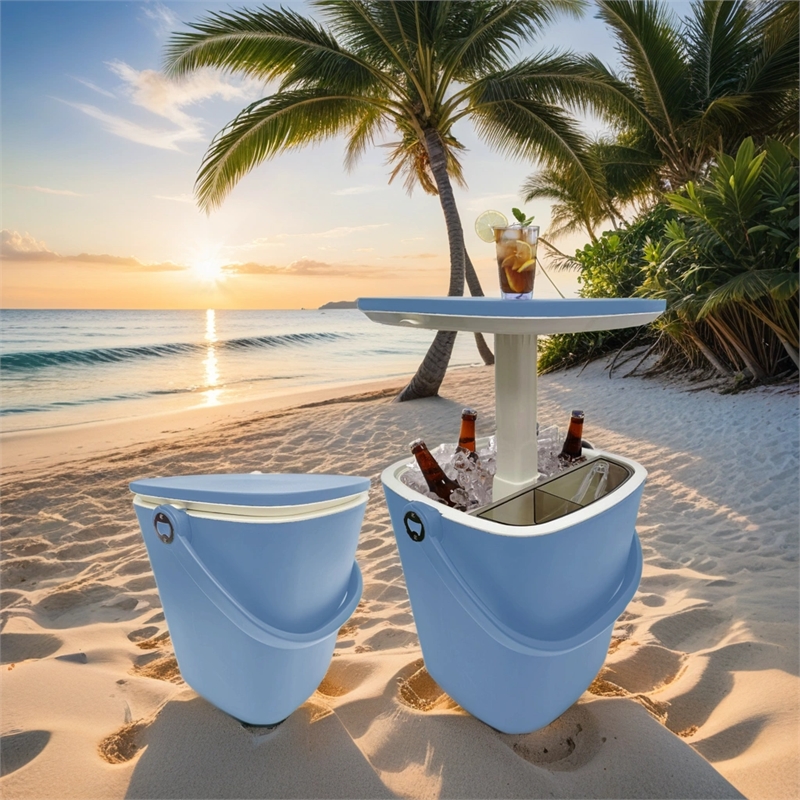 Afuera Living Portable Outdoor Bar Table with 15L Ice Bucket in Blue