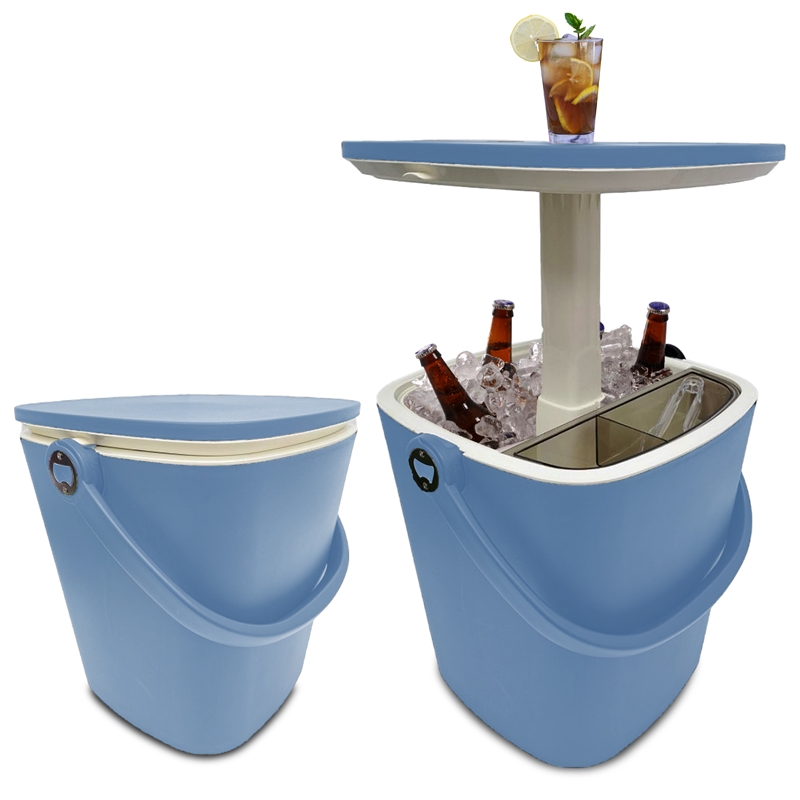 Afuera Living Portable Outdoor Bar Table with 15L Ice Bucket in Blue