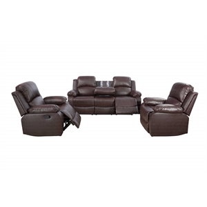 Afuera Living Brown Recycled Leather 3-Piece Living Room Sofa Set
