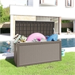 Afuera Living 260-Gallon Outdoor Storage Box with Gas Spring in Light Coffee