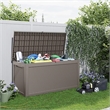 Afuera Living 260-Gallon Outdoor Storage Box with Gas Spring in Light Coffee