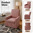 Afuera Living Pink Linen 360 Swivel Barrel Accent Chair with Rocking