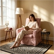 Afuera Living Pink Linen 360 Swivel Barrel Accent Chair with Rocking
