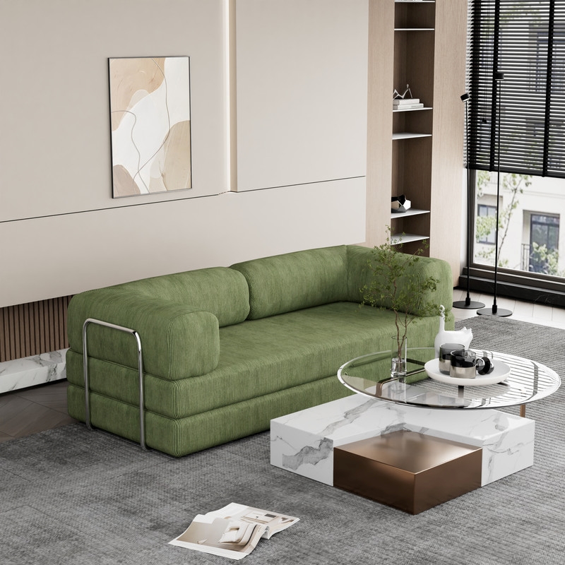 Afuera Living 82-Inch Green Sleeper Sofa Bed with Steel Frame