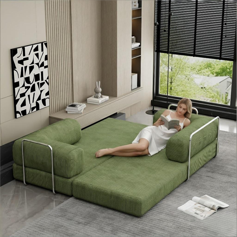 Afuera Living 82-Inch Green Sleeper Sofa Bed with Steel Frame