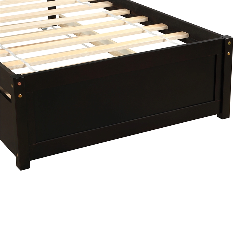 Afuera Living Twin Platform Bed Frame with Trundle in Espresso