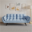 Afuera Living Blue Velvet Convertible Sofa Bed for Small Spaces