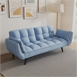 Afuera Living Blue Velvet Convertible Sofa Bed for Small Spaces