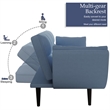 Afuera Living Blue Velvet Convertible Sofa Bed for Small Spaces