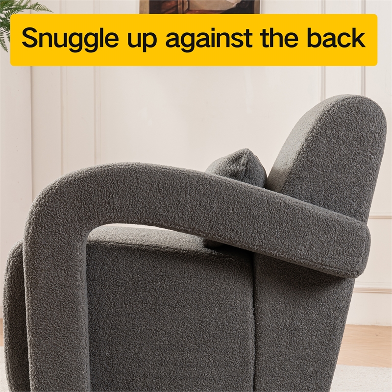 Afuera Living Contemporary Dark Gray Teddy Plush Accent Armchair