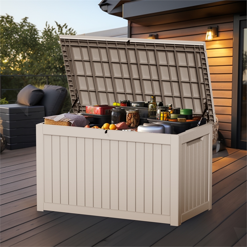 Afuera Living 230-Gallon Light Coffee Waterproof Outdoor Storage Box
