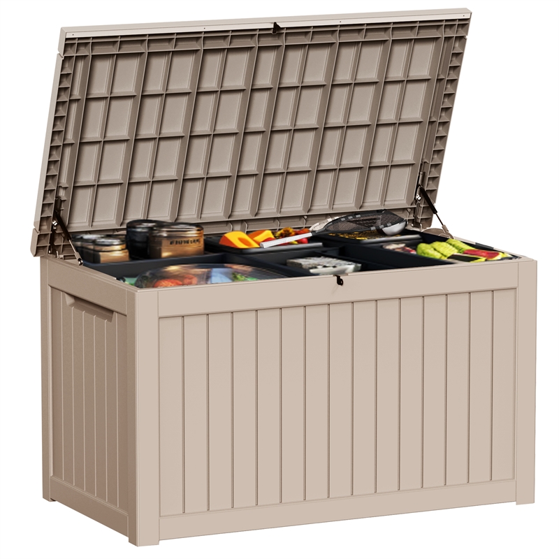 Afuera Living 230-Gallon Light Coffee Waterproof Outdoor Storage Box