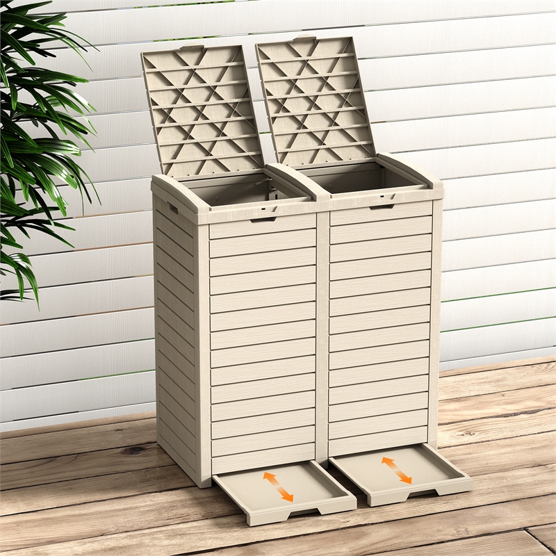 Afuera Living 62-Gallon Light Coffee Outdoor Concealed Trash Can