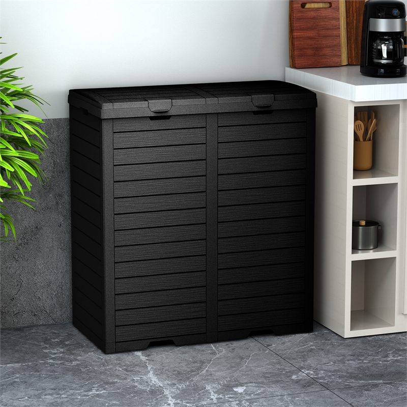 Afuera Living Contemporary 62-Gallon Black Outdoor Concealed Trash Can