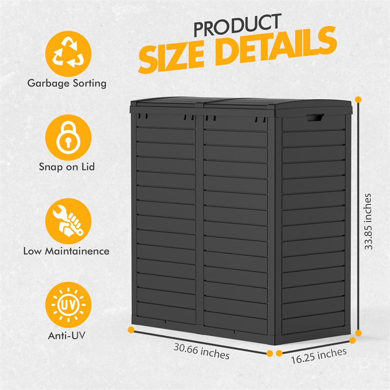 Afuera Living Contemporary 62-Gallon Black Outdoor Concealed Trash Can