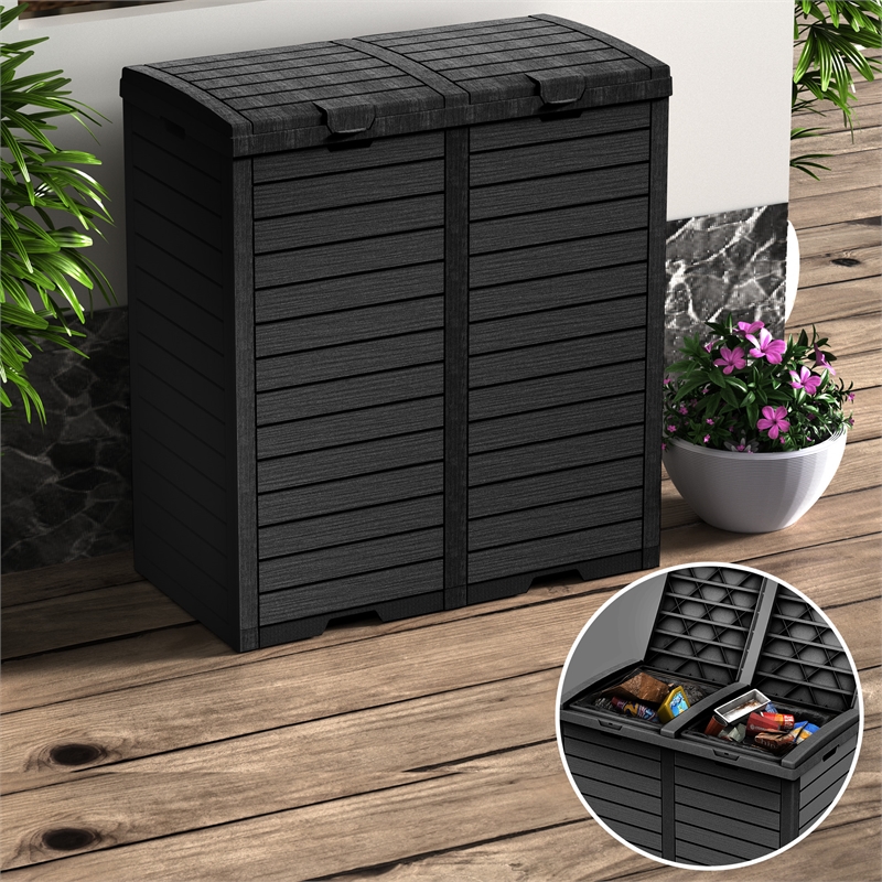 Afuera Living Contemporary 62-Gallon Black Outdoor Concealed Trash Can
