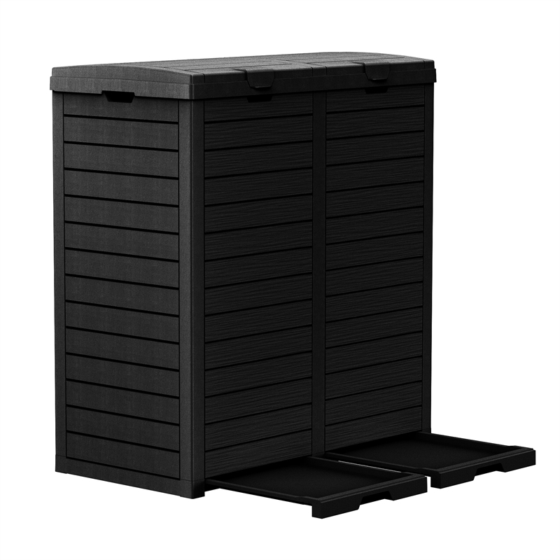 Afuera Living Contemporary 62-Gallon Black Outdoor Concealed Trash Can