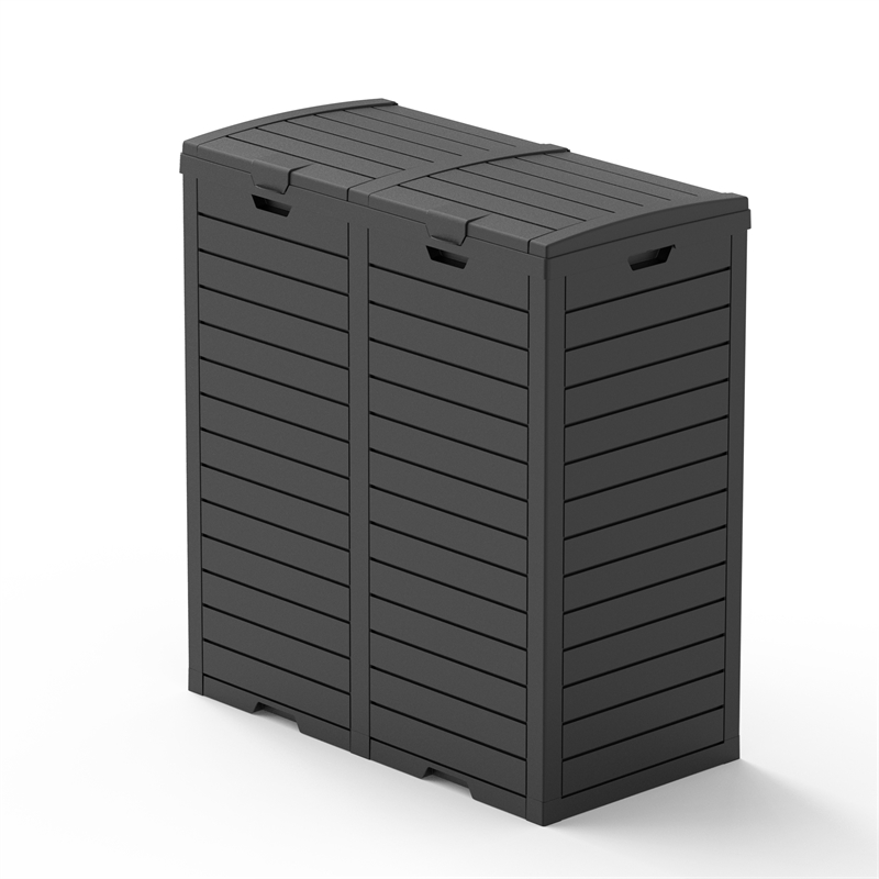 Afuera Living Contemporary 62-Gallon Black Outdoor Concealed Trash Can