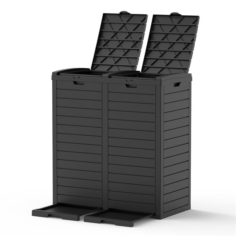 Afuera Living Contemporary 62-Gallon Black Outdoor Concealed Trash Can