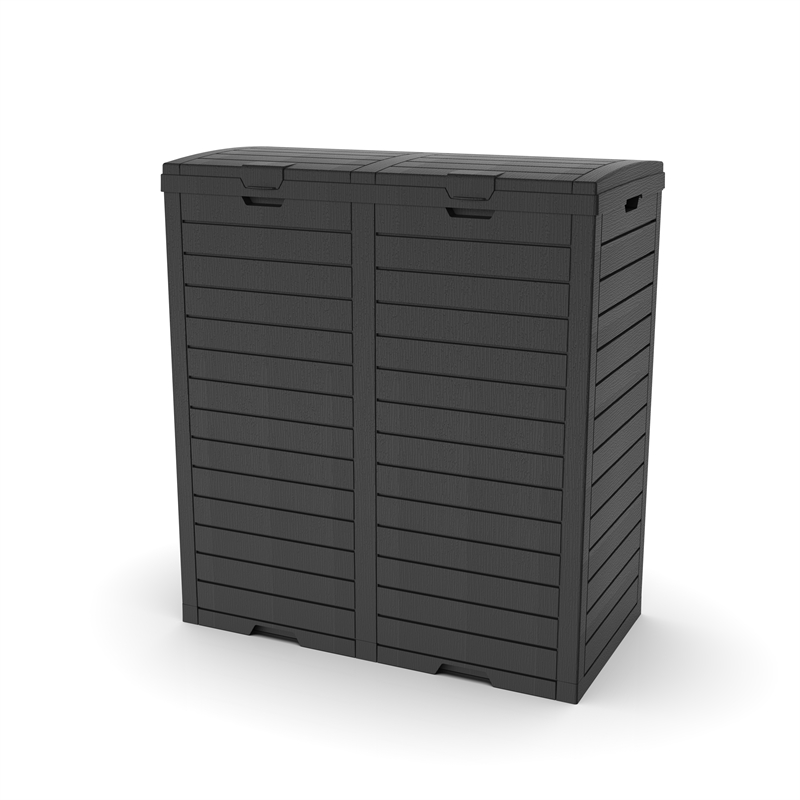 Afuera Living Contemporary 62-Gallon Black Outdoor Concealed Trash Can