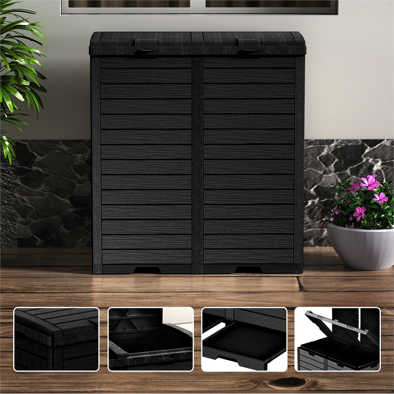 Afuera Living Contemporary 62-Gallon Black Outdoor Concealed Trash Can