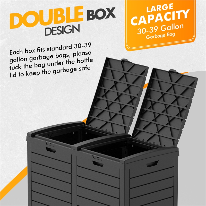 Afuera Living Contemporary 62-Gallon Black Outdoor Concealed Trash Can