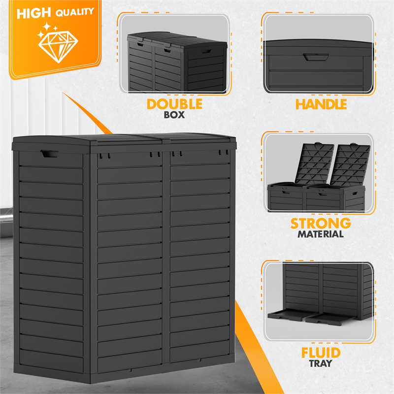 Afuera Living Contemporary 62-Gallon Black Outdoor Concealed Trash Can
