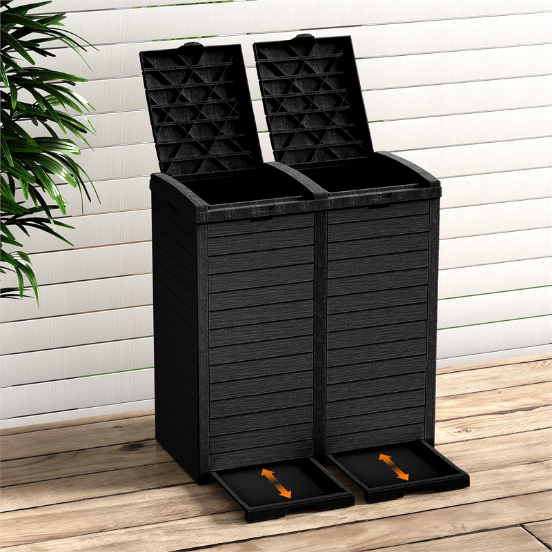 Afuera Living Contemporary 62-Gallon Black Outdoor Concealed Trash Can