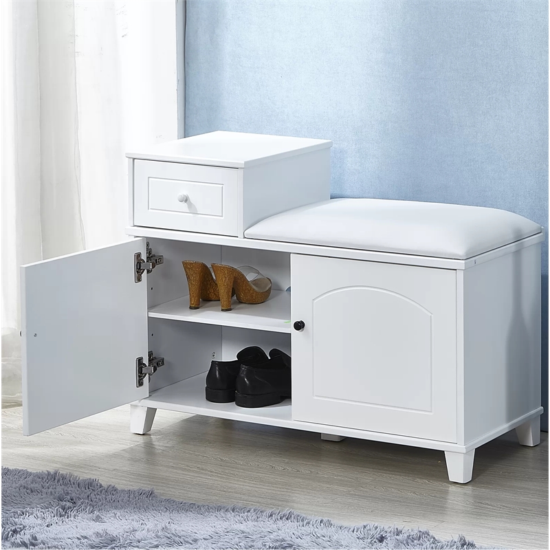 Afuera Living White 8-Pair Shoe Storage Cabinet with Cushion Seat