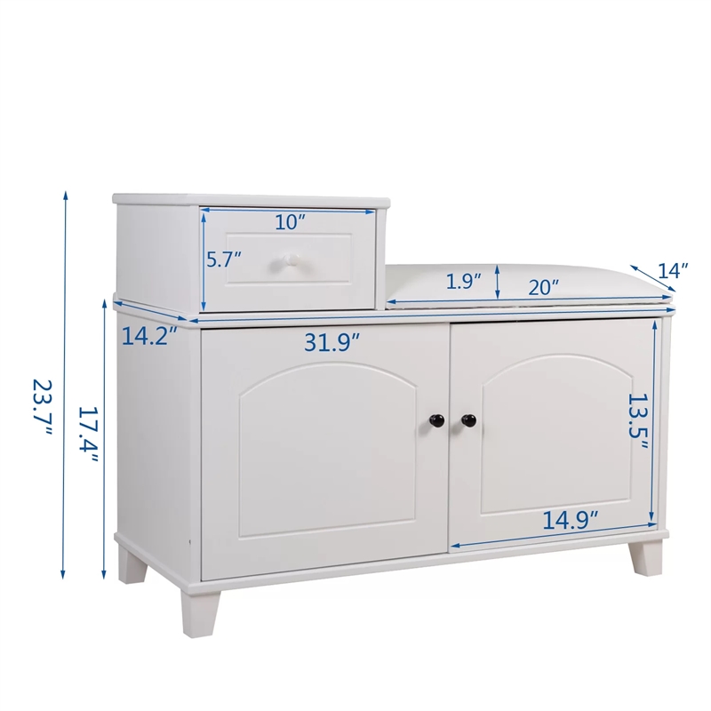 Afuera Living White 8-Pair Shoe Storage Cabinet with Cushion Seat