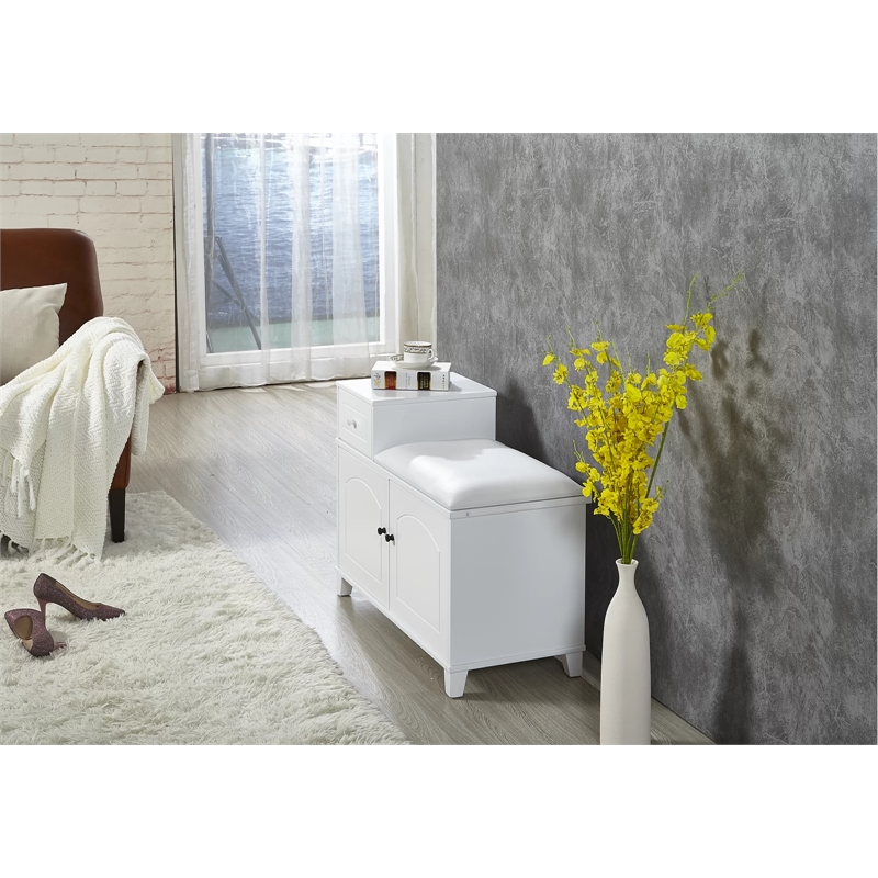 Afuera Living White 8-Pair Shoe Storage Cabinet with Cushion Seat