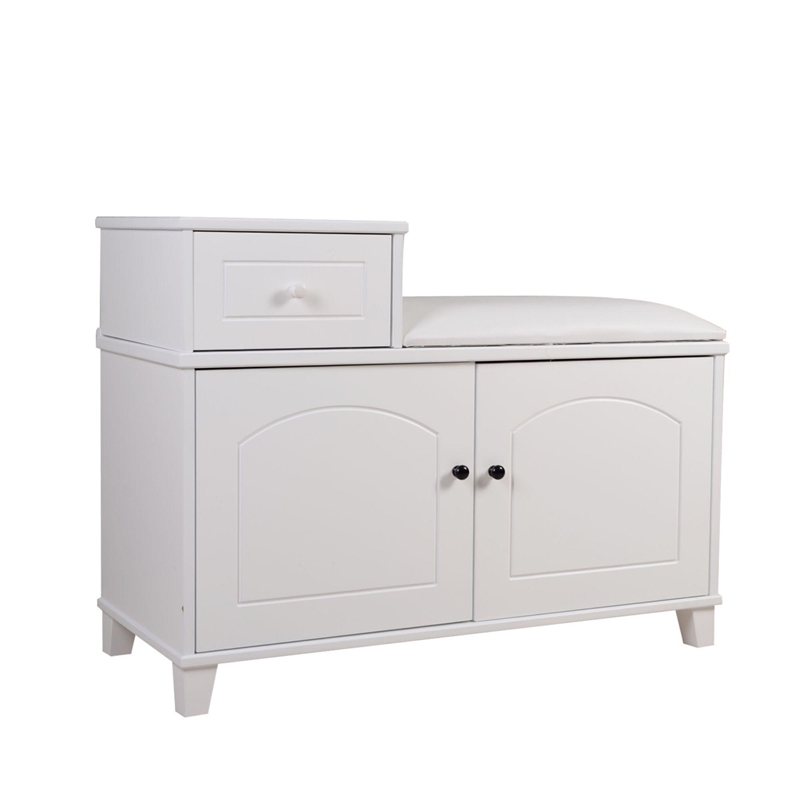 Afuera Living White 8-Pair Shoe Storage Cabinet with Cushion Seat