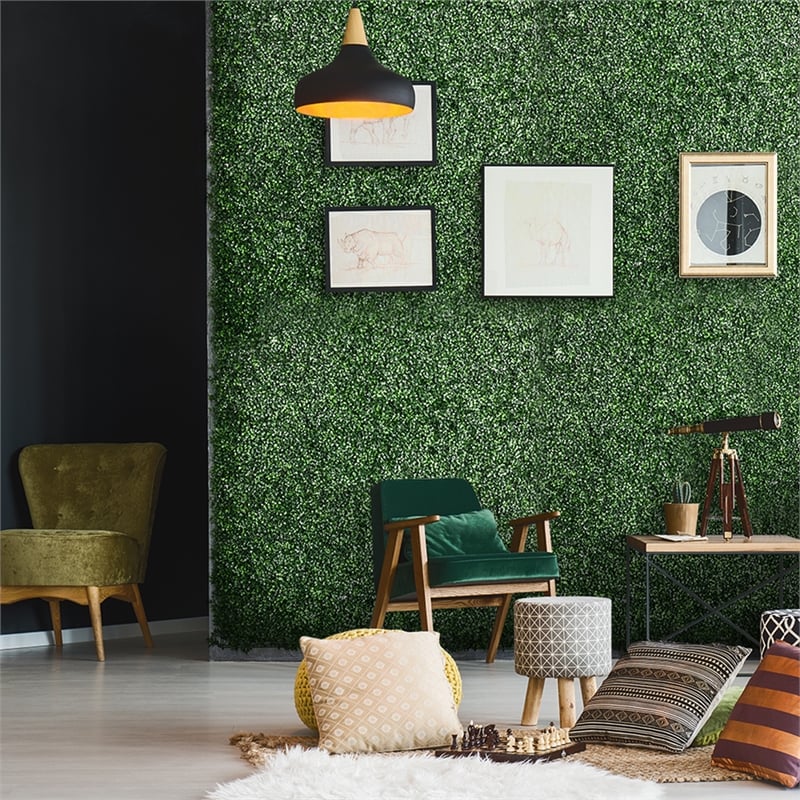 Afuera Living 12-Pack 20x20 Artificial Boxwood Wall Panels in Green