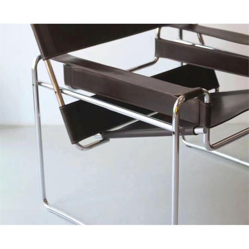 Afuera Living Brown Saddle Leather Accent Armchair with Steel Frame